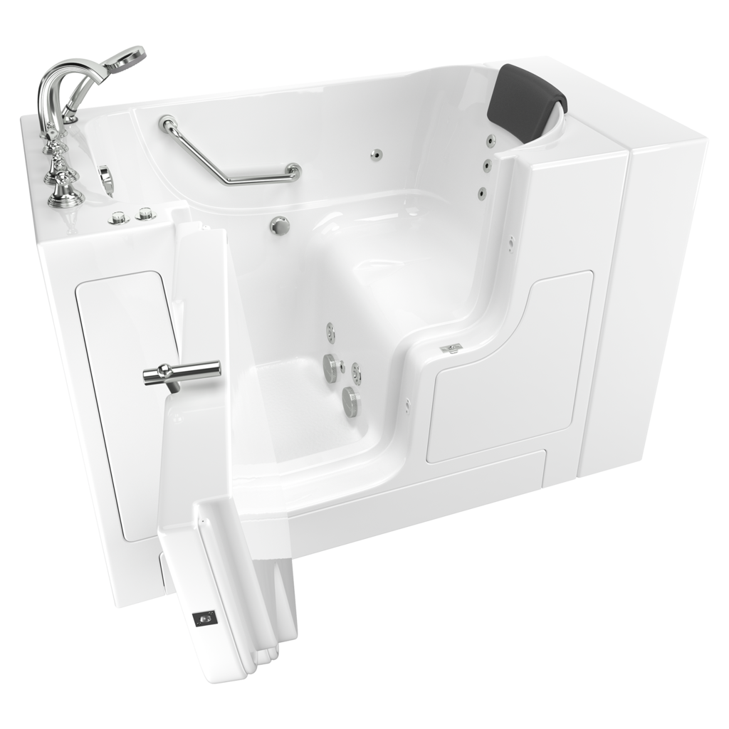 Gelcoat Premium Series 30 x 52-Inch Walk-in Tub With Whirlpool System - Left-Hand Drain With Faucet